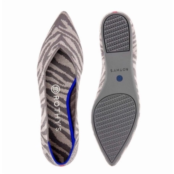 Rothy's Shoes - SOLD! Rothy's Retired The Point Grey Zebra Shoes Slip On Ballet Flats Womens 9.5